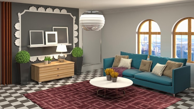 Illustration of the living room interior