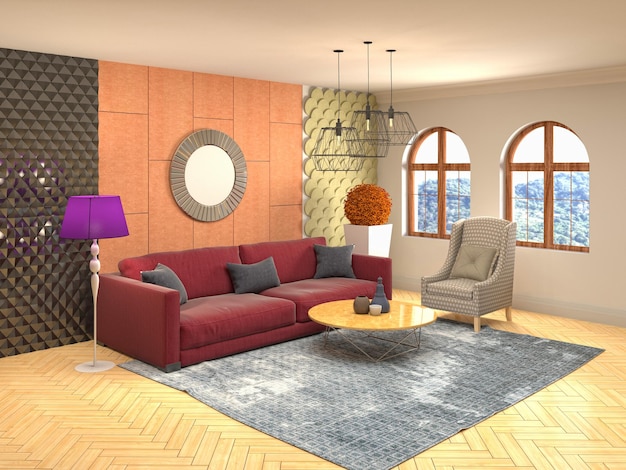 Illustration of the living room interior