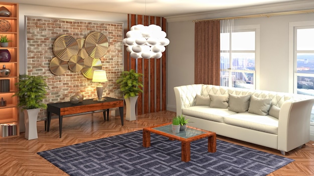 Illustration of the living room interior