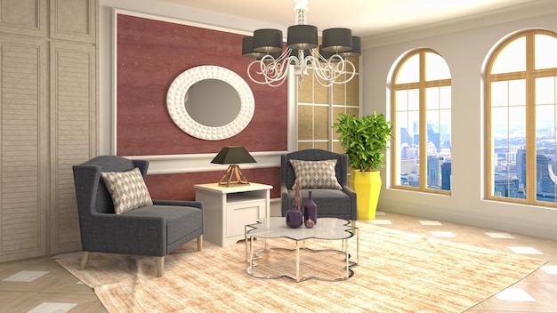 Illustration of the living room interior