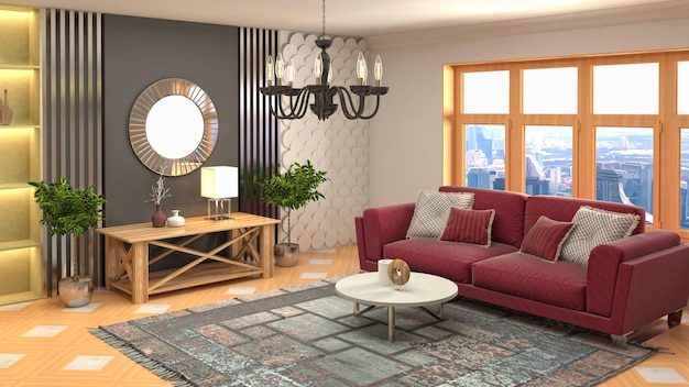 Illustration of the living room interior