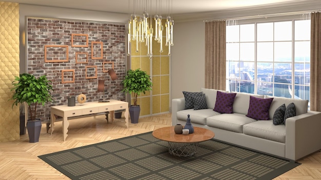 Illustration of the living room interior