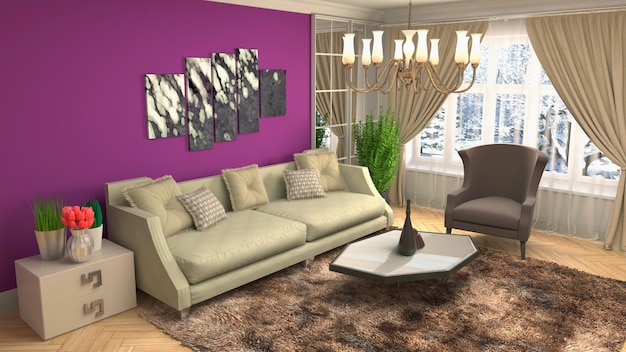 Illustration of the living room interior