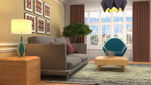 Illustration of the living room interior