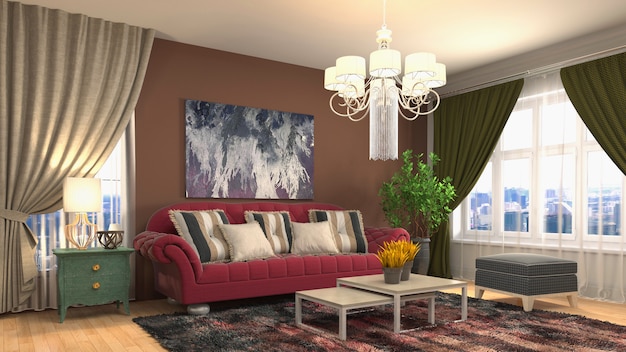 Illustration of the living room interior