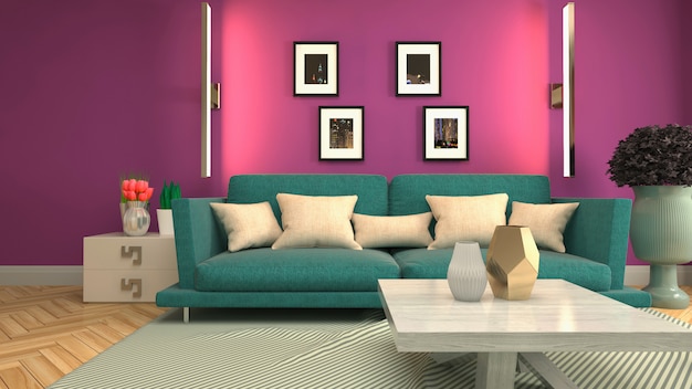 Illustration of the living room interior