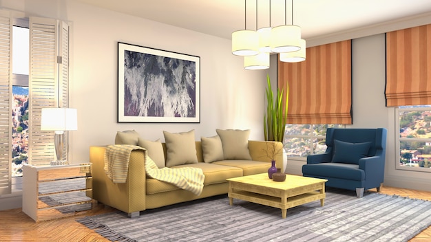 Illustration of the living room interior