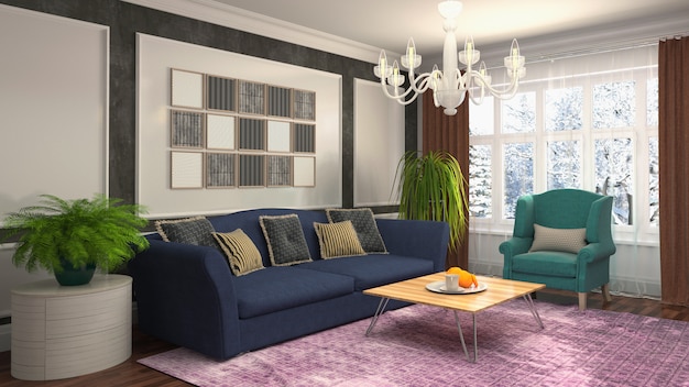 Illustration of the living room interior