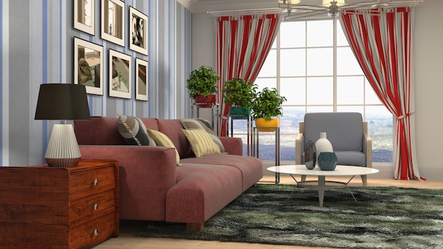 Illustration of the living room interior