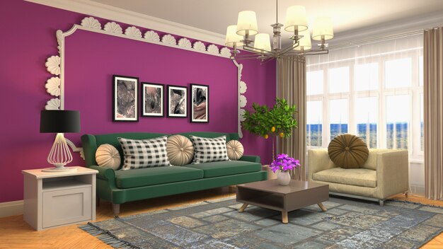 Illustration of the living room interior