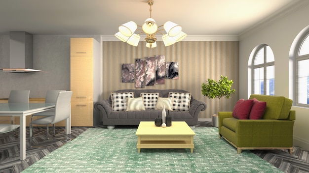 Illustration of the living room interior