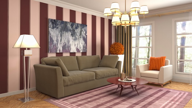 Illustration of the living room interior