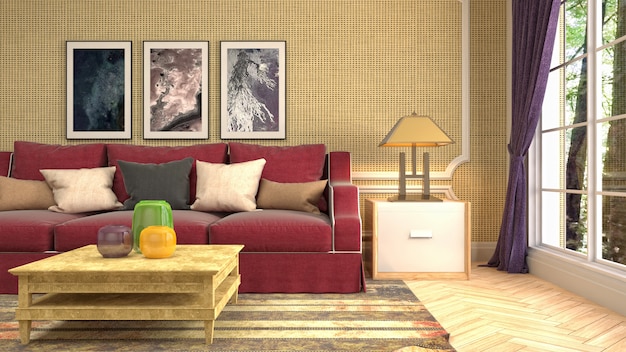 Illustration of the living room interior