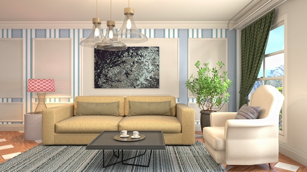 Illustration of the living room interior