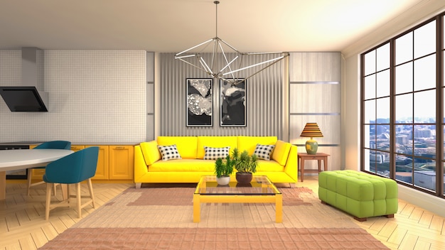 Illustration of the living room interior