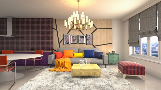 Illustration of the living room interior