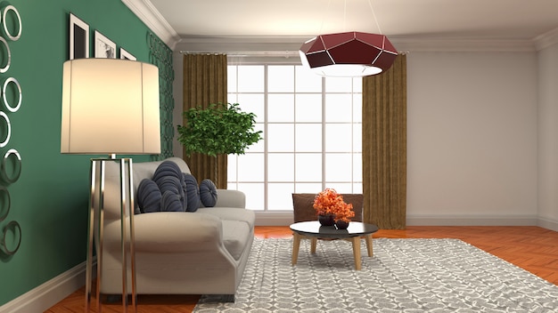 Illustration of the living room interior