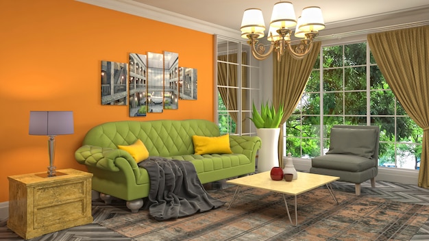 Illustration of the living room interior