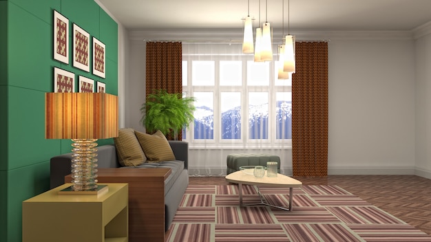 Illustration of the living room interior