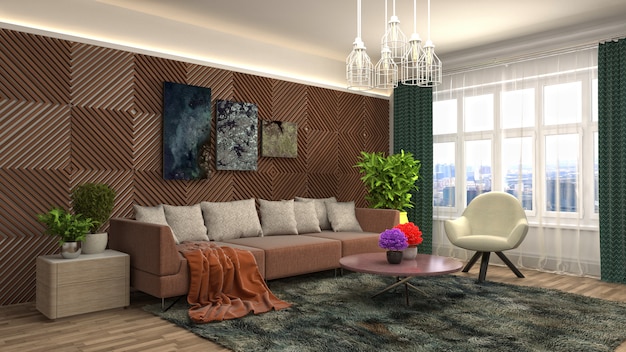 Illustration of the living room interior