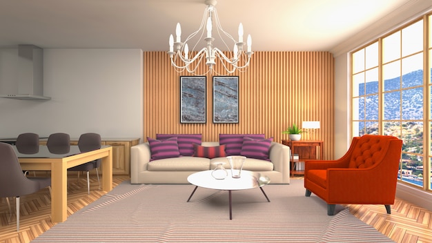 Illustration of the living room interior