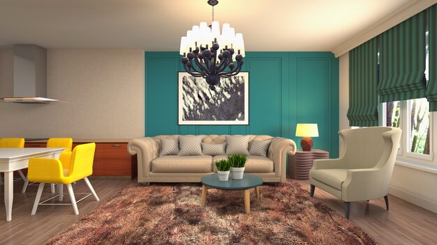 Illustration of the living room interior