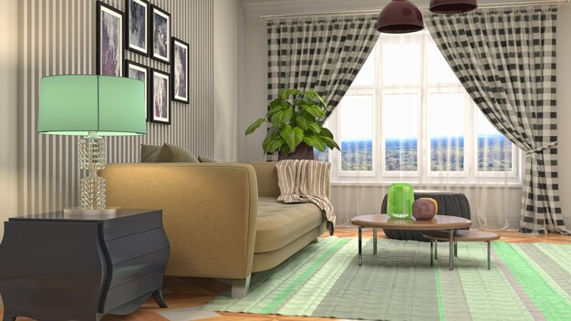 Illustration of the living room interior