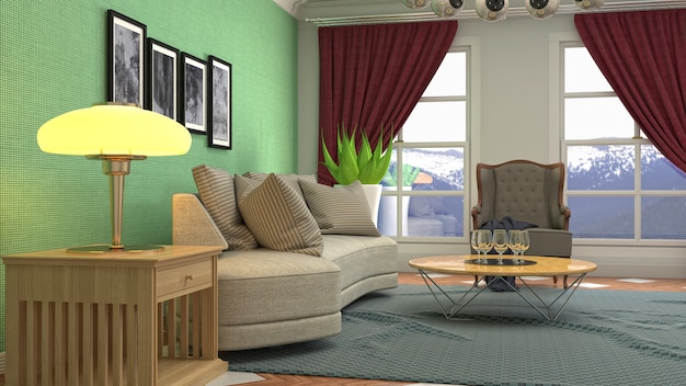 Illustration of the living room interior