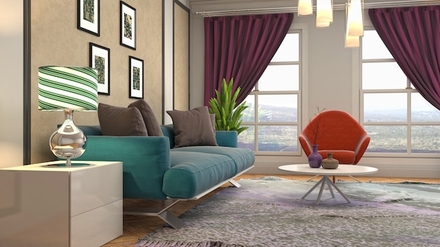 Illustration of the living room interior