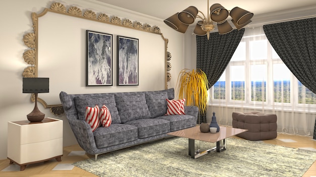 Illustration of the living room interior