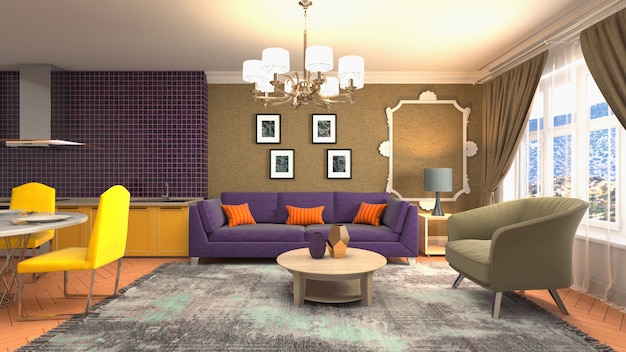 Illustration of the living room interior