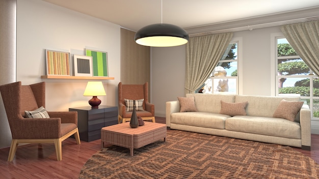 Illustration of the living room interior