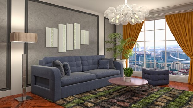 Illustration of the living room interior