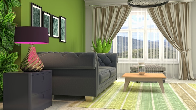 Illustration of the living room interior