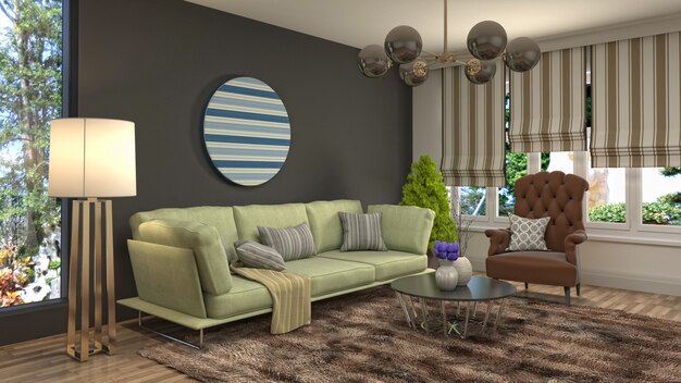 Illustration of the living room interior