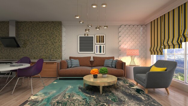 Illustration of the living room interior