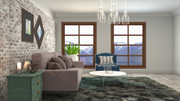 Illustration of the living room interior