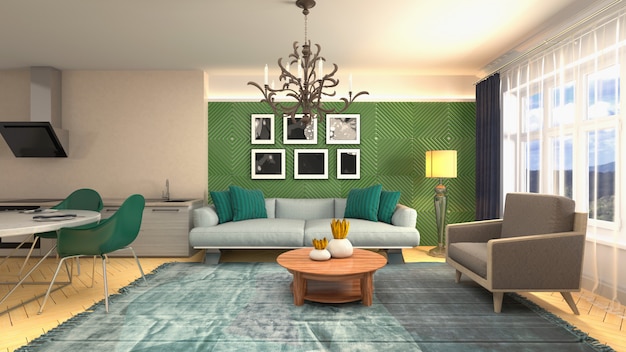 Illustration of the living room interior