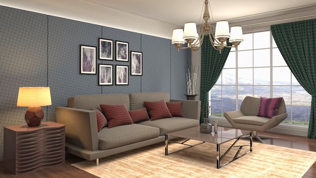 Illustration of the living room interior