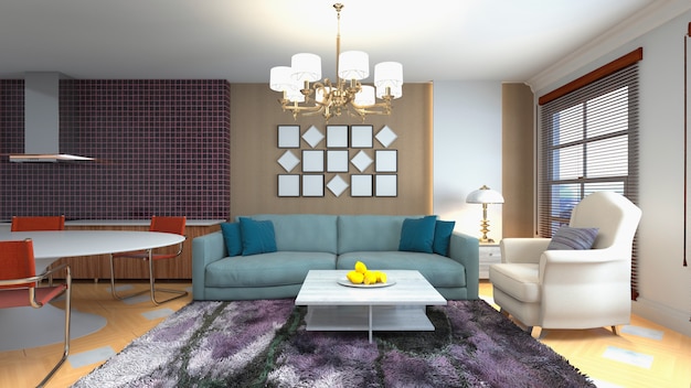 Illustration of the living room interior