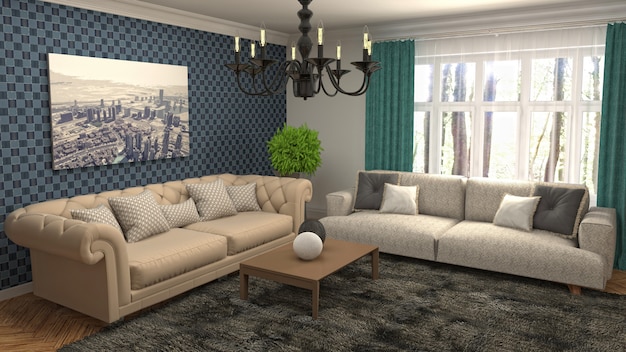 Illustration of the living room interior