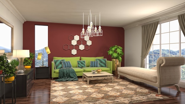 Illustration of the living room interior