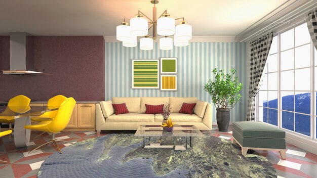 Illustration of the living room interior