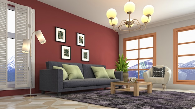 Illustration of the living room interior