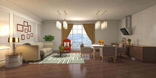 Illustration of the living room interior