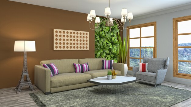 Illustration of the living room interior