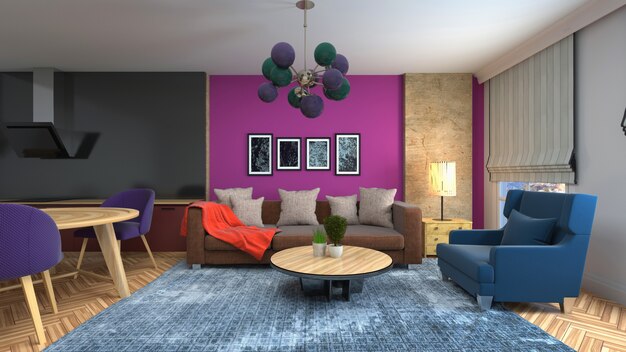 Illustration of the living room interior