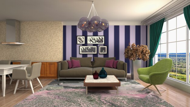 Illustration of the living room interior