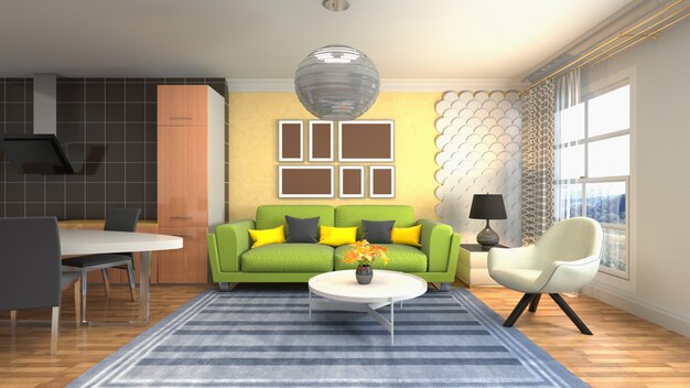 Illustration of the living room interior