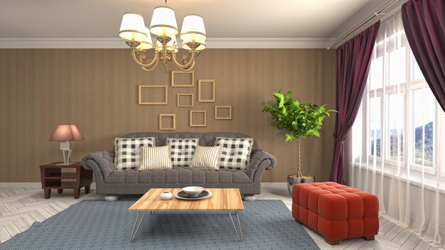 Illustration of the living room interior